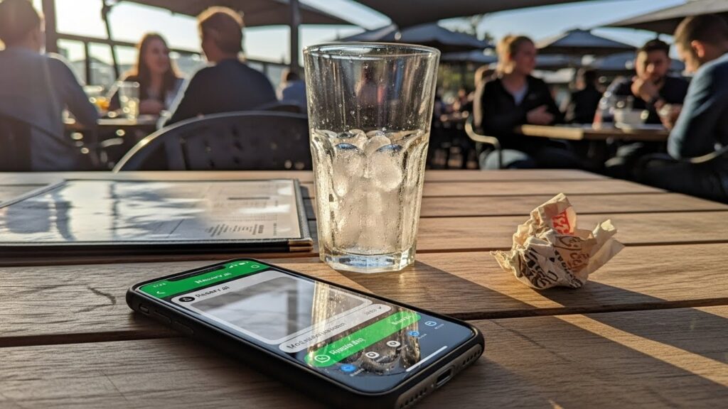 Pessoa fazendo pedido por voz no WhatsApp usando Inteligência Artificial Multimodal