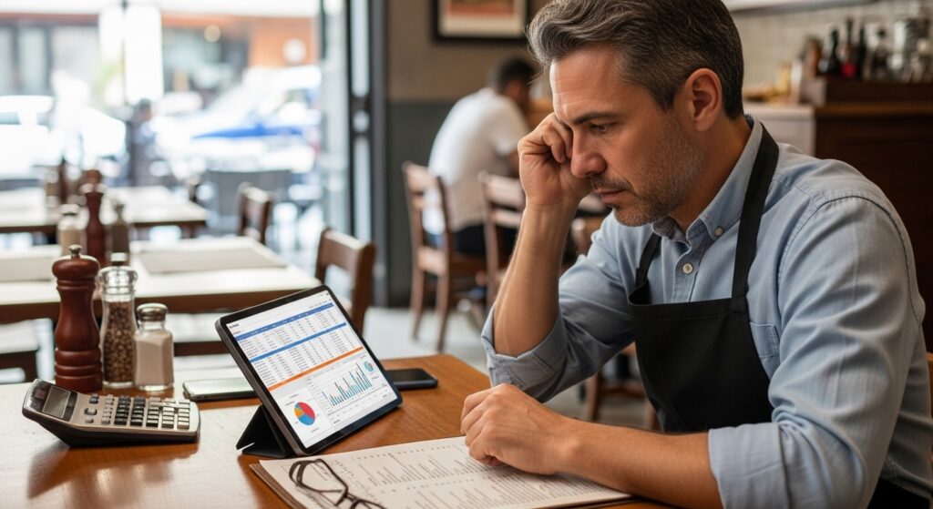 Ilustração de cálculo da CBS para restaurante com documento fiscal eletrônico e comida